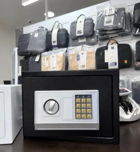 Cofre Eletrônico Digital Compacto com Senha e Chave de Emergência*