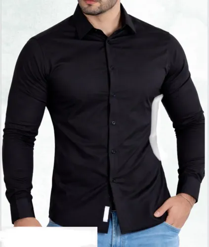 Camisa Social Algodão Longa Preta 