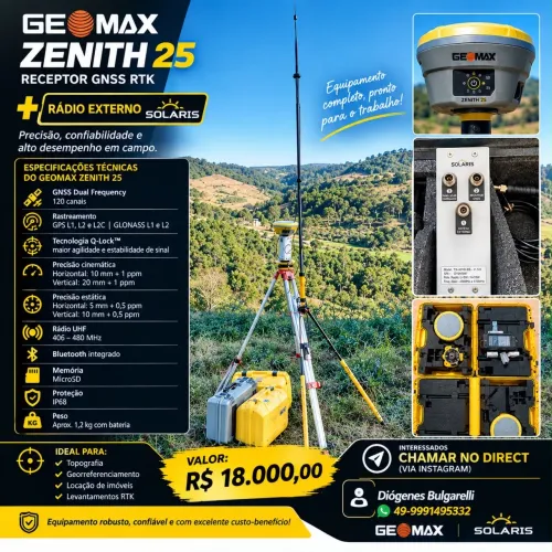 Receptor RTK GNSS + rádio externo