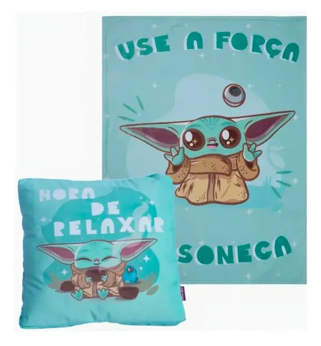 Kit Almofada e Manta Baby Yoda - Star Wars 