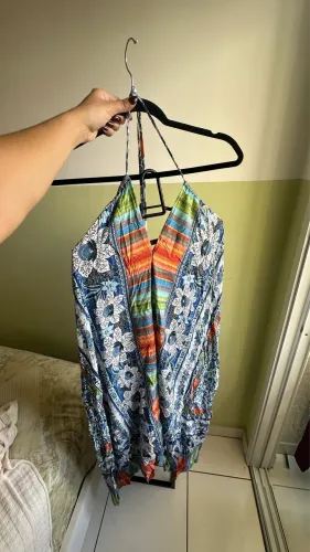 Vestido Farm lenço azul