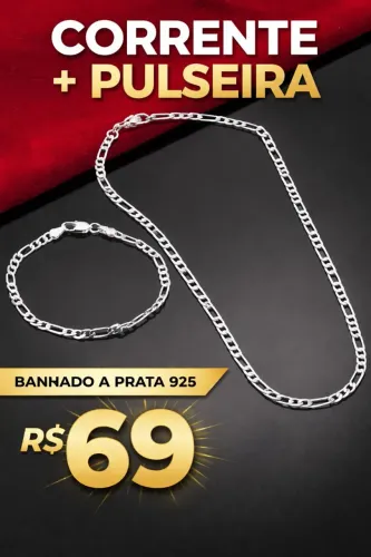 Corrente + pulseira banhado a prata 925
