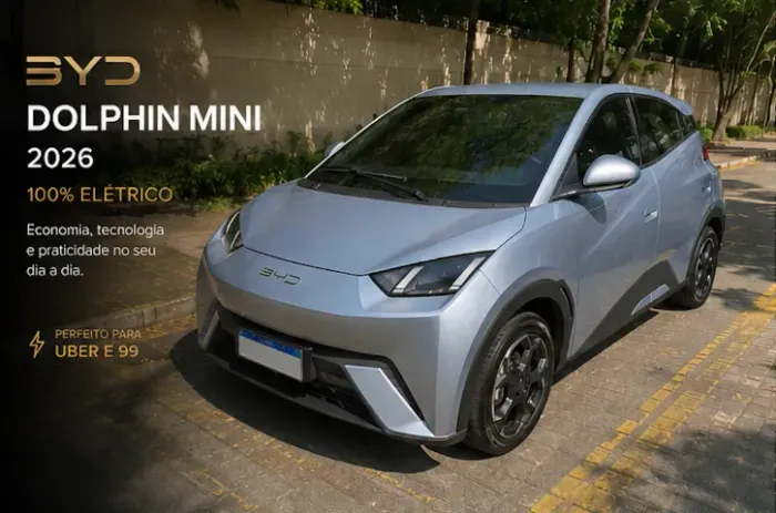 Aluguel BYD Dolphin Mini Elétrico - R$ 1.400/semana, KM livre e seguro incluso