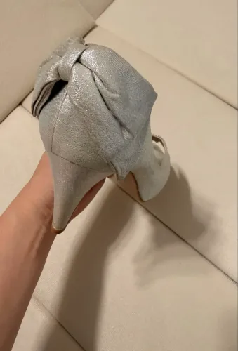 Sapato festa Peep toe prata Durval 38