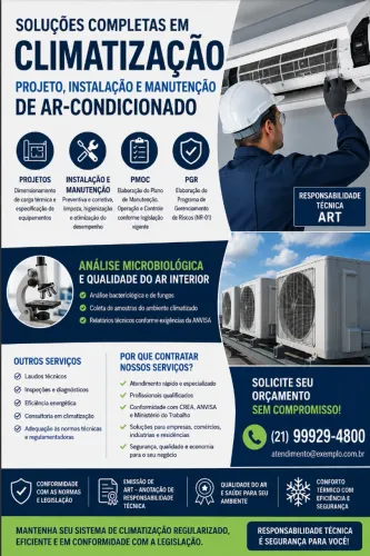 PROJETO, INSTALAÇÃO E MANUTENÇÃO DE AR-CONDICIONADO COM RESPONSABILIDADE TÉCNICA Atendime