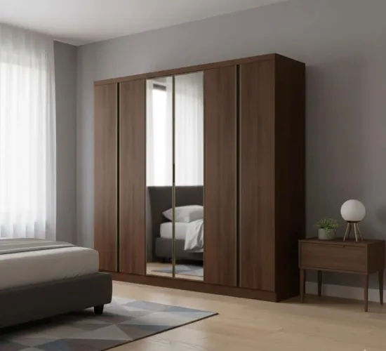 Guarda-Roupa Bartira Monte Rei com 6 Portas e Espelho