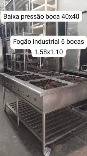 Fogão industrial em aço inox 6 bocas 40x40