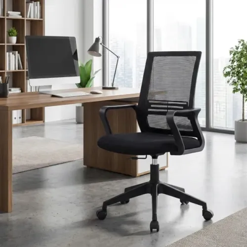 Cadeira Escritório Diretor Tela MAYA com Braço Cor Preta Conforto Ergonômico 34029