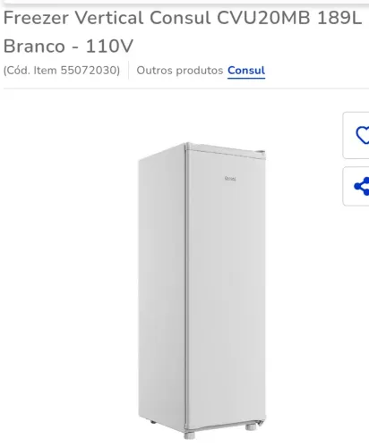 Freezer vertical 189L, 110v. NOVO, LACRADO, GARANTIA.