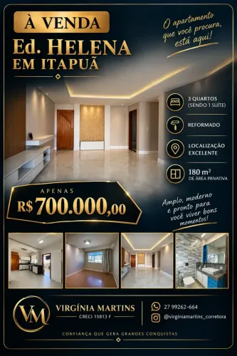 APARTAMENTO AMPLO E REFORMADO EM VILA VELHA 180 M² DE CONFORTO!
