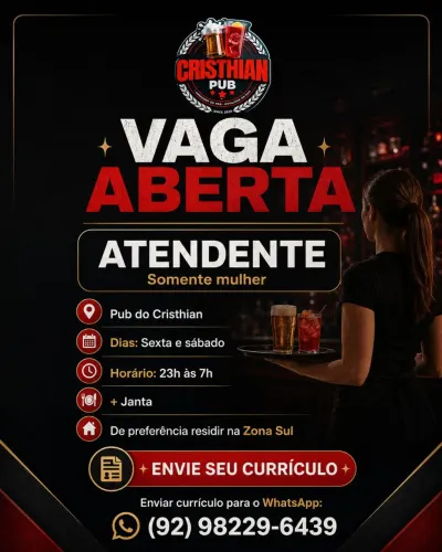 ? VAGA ABERTA - ATENDENTE ?