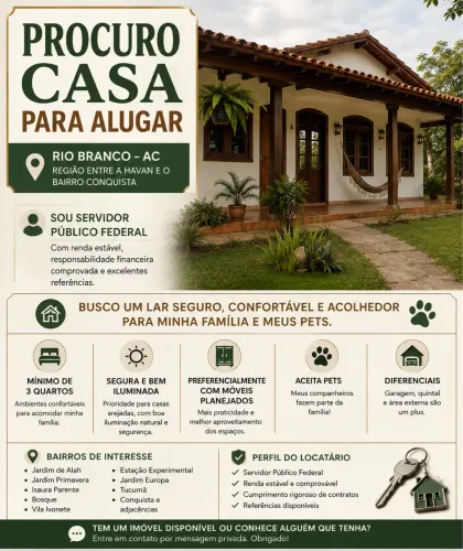 Alugue sua casa pra minha família 