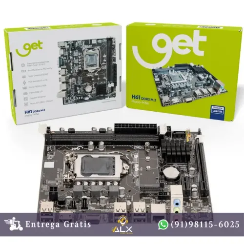 Placa-mãe Get H61 Ddr3 M2 Lga 1155, Suporte Intel 2°/3° Geração, Sata M.2 *ENTREGA GRÁTIS*