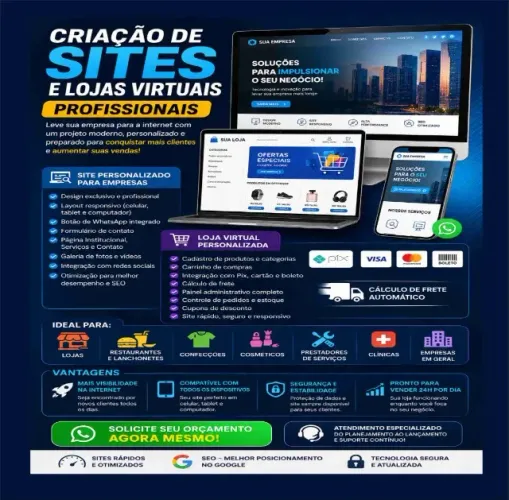 Criação de loja profissional e site ! Mantenha sua empresa na internet