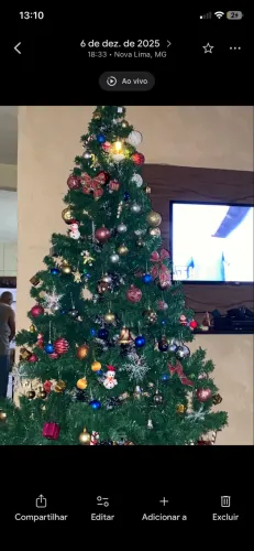 ÁRVORE DE NATAL 2M COM DECORAÇÃO E PISCA PISCA