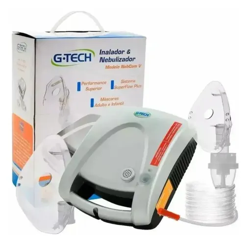 Inalador Neb G-tech Nebcom V Prata Adulto E Infantil Bivolt Prateado<br>