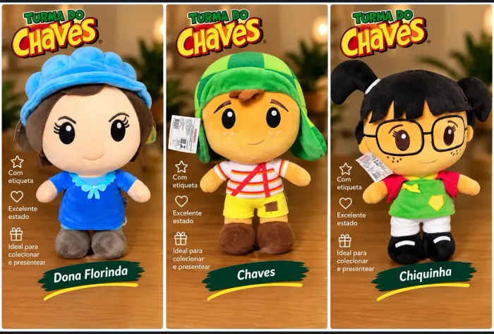 Pelúcia Turma do Chaves Grande Nova com Etiqueta