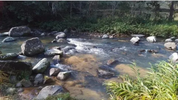 Lindo sitio no interior de águas mornas
