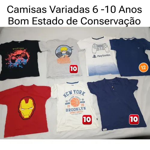 Kit 07 Peças Camisas Infantil 6 - 10 Anos = 07 Peças