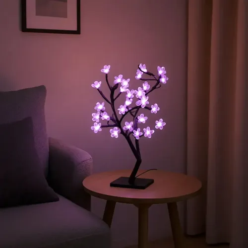 Luminária imaginária - árvore cerejeira - roxo branco quente