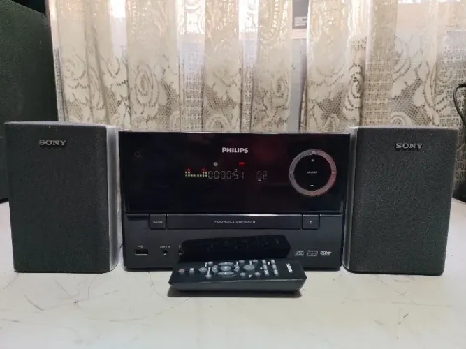 Som Philips Funcionando Com Controle E Caixas