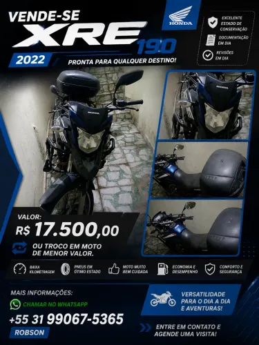 Vendo Xre 190 ou troco moto menor preço mais diferença 