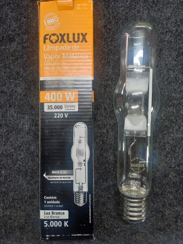 LAMPADA VAPOR METALICO 400W 220 V 35.000 lumens 5.000 k branca bocal E-40