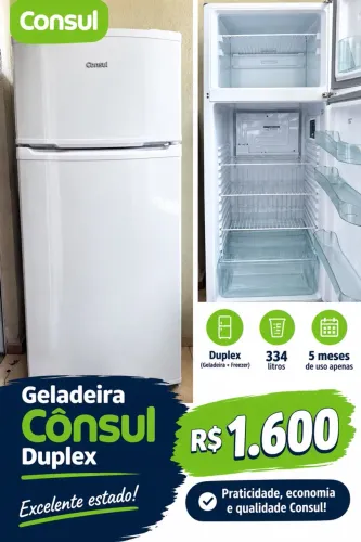 Geladeira Cônsul Duplex Branca 334 L, 5 meses de uso apenas.