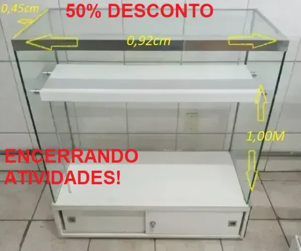 Balcão Alumínio e Vidro Espelhado 50% Desc. À Vista