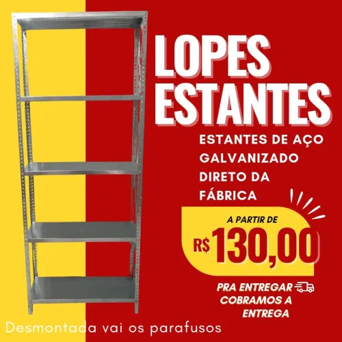 PRATELEIRAS DE AÇO GALVANIZADO PARA COMÉRCIO EM GERAL