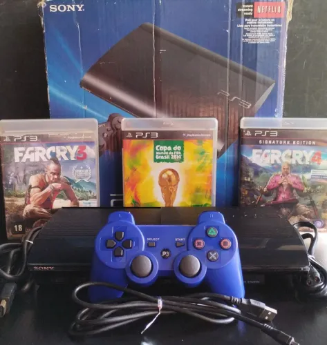 PS3 SUPER SLIM 250GB DESBLOQUEADO C/ JOGOS (SEMI-NOVO) C/ GARANTIA_SOMOS LOJA EM CAXIAS