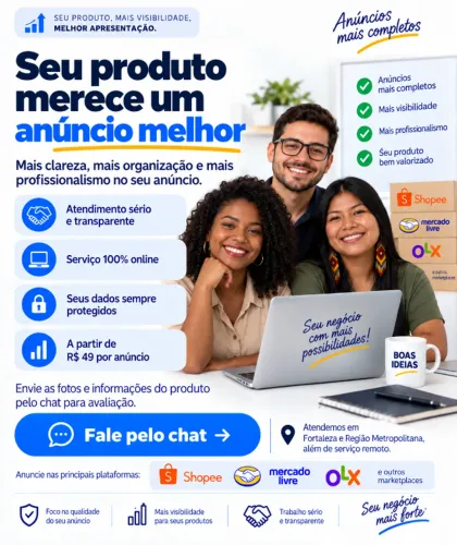 Criação de Anúncios para Marketplaces - Shopee, Mercado Livre e OLX