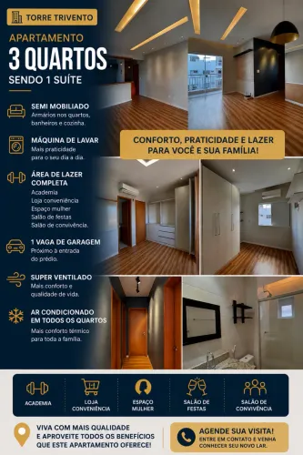 LINDO APARTAMENTO 3 QUARTOS NO TORRES TRIVENTO