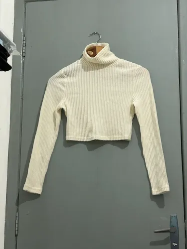 Top manga longa de lã off white 