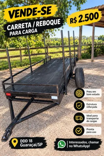 CARRETA/REBOQUE PARA CARGA - R$ 2.500