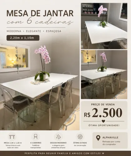 Mesa de Jantar com 6 cadeiras