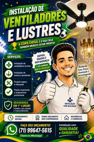 Instalador de Ventiladores e Lustres de Teto