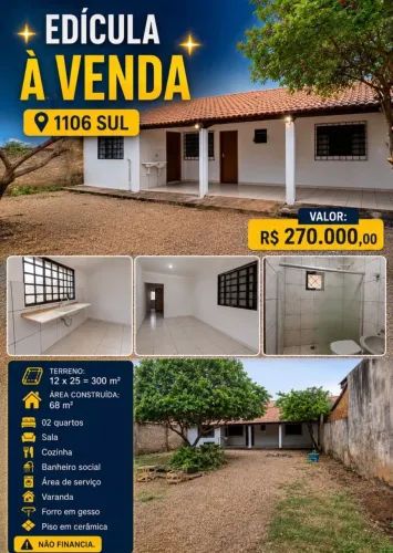 Vendo edícula de 2/4 na 1106 sul
