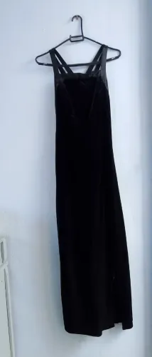 Vestido Festa Preto Tule Renda Bordado Fenda