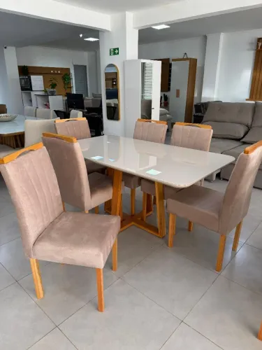 Mesa com 6 cadeiras estofadas, novas entrega rápida!
