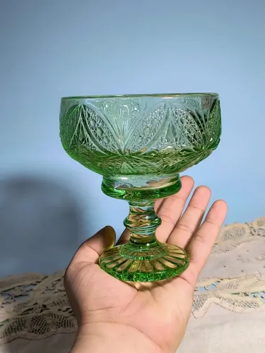 Capoteira potiche taça grande para sobremesa jantar louça cozinha Antigo Antiquário vidro