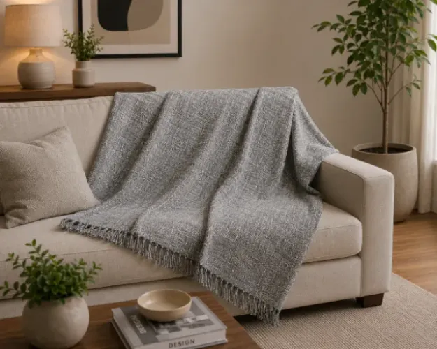 MANTA  COM FRANJA 2X1 SOFA E CAMA DE CASAL 1,85 X2,35