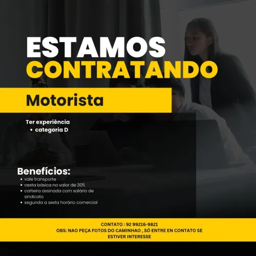 Estamos contratando motorista