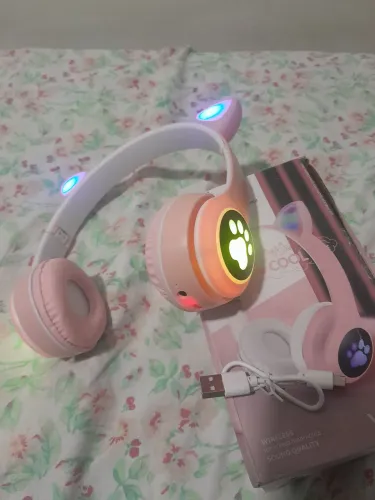 Fone Bluetooth gatinho Rosa