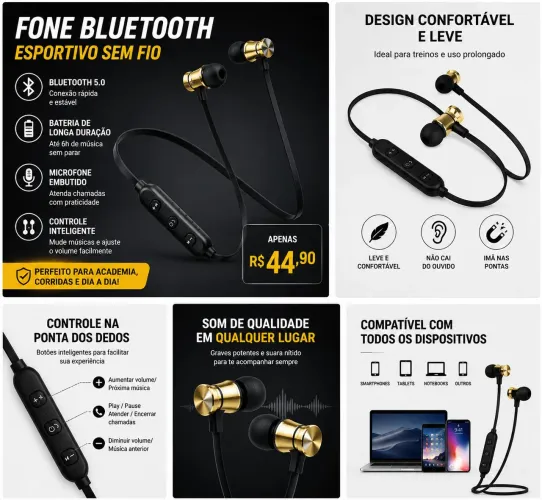 ? FONE BLUETOOTH ESPORTIVO SEM FIO