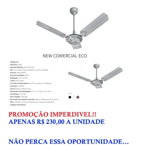 Ventilador De Teto Comercial - Sem Lustre