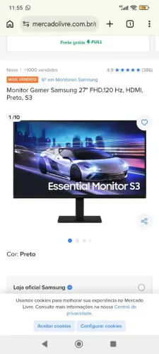 Monitor GAMER Samsung 27 (TELA IPS e 120hz)