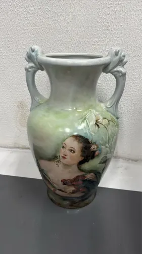 VASO ÂNFORA POLOVI EM PORCELANA PINTADA À MÃO