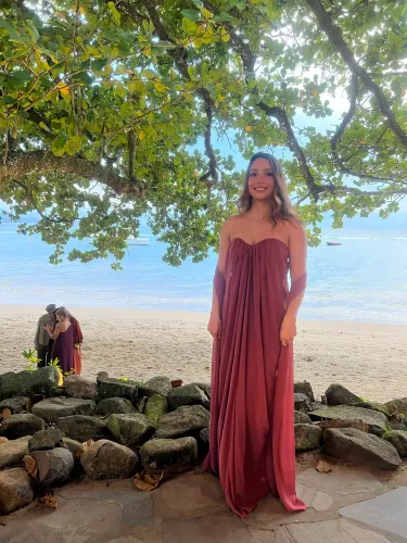 Vestido longo fluido rosa