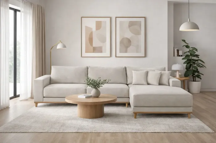 Sofá com Chaise Linho Alto Padrão 2,50 PRONTA ENTREGA